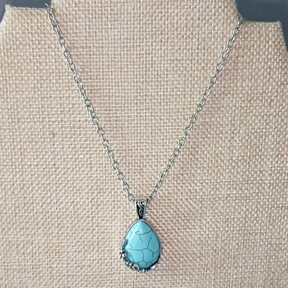 Silver Turquoise Pendant Necklace